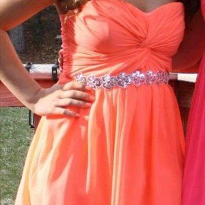 Orange Strapless Short Dress